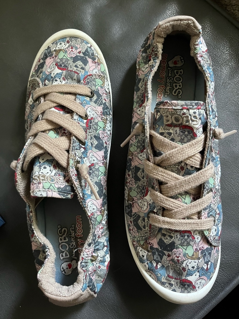 Skechers BOBS Beach Bingo Dog print slip-on Sneakers, Memory Foam, size 10